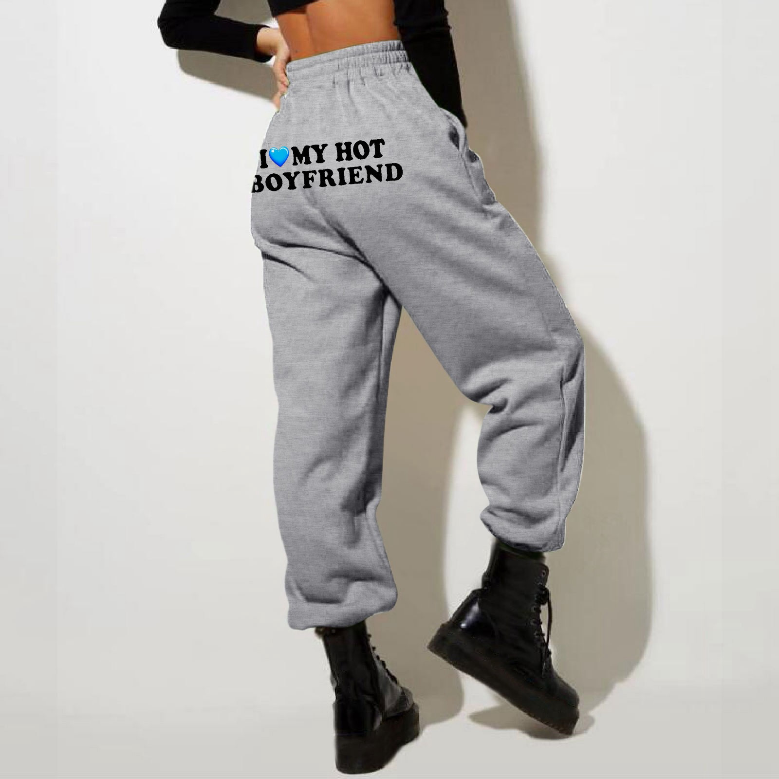 thumbnail image 2 of Pantalones deportivos de ocio para mujer: bajos acampanados, cordones en la parte delantera, cintura alta, tallas S-XXL, 2 of 4
